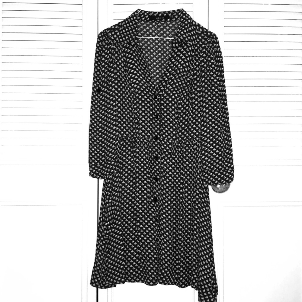 Black dress with sail boats on it.